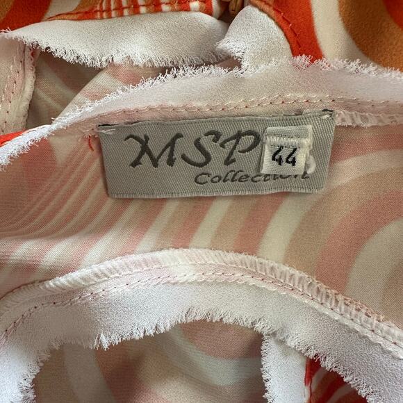 MSK Collection Orange Print Tunic Blouse with Raw Trim sz 44=XL - Picture 8 of 11